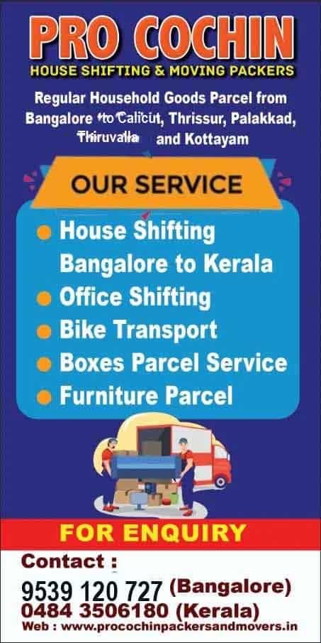 bangalore to Kerala Movers and Packers